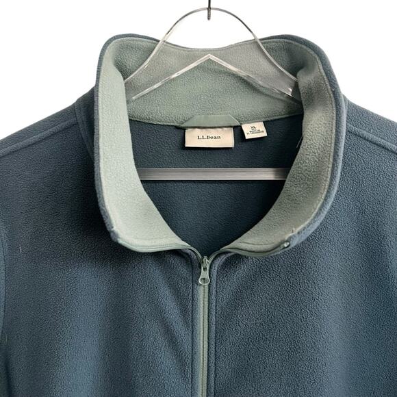 LL Bean Women's XL Feather Fleece Lightweight Full Zip Jacket, Blue, Zip Pockets - Picture 2 of 4